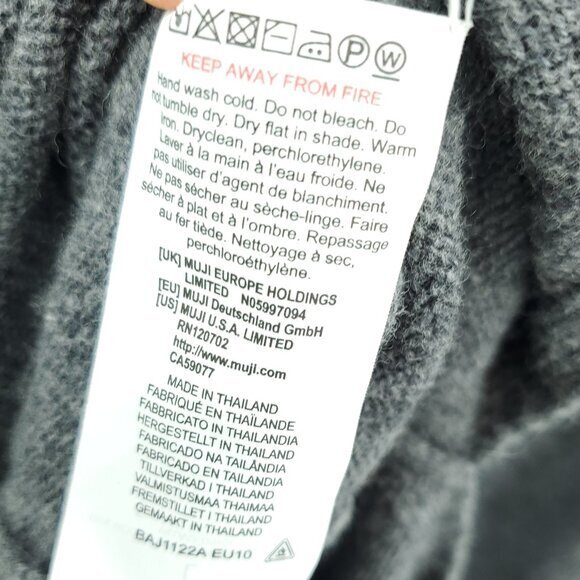 Muji 100% Wool Mock Neck Relaxed Fit Midi Sweater Dress L Gray - Picture 4 of 16